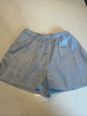 OPEN EDIT Light Blue Satin-Look High-Waist Shorts